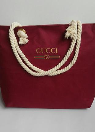 Пляжная сумка с логотипом gucci. бордо