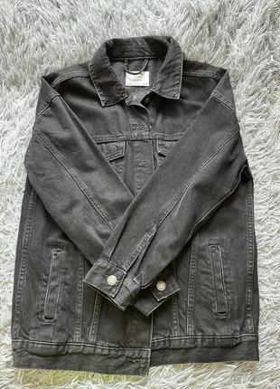 Джинсова куртка bershka нова, джинсовка чорна6 фото