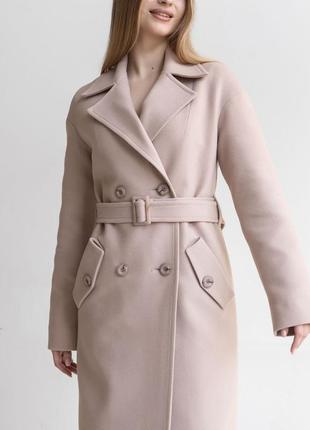 Пальто женское демисезонное (весна - осень) кремовый цвет размер xs, s, m, l, xl, 2xl6 фото