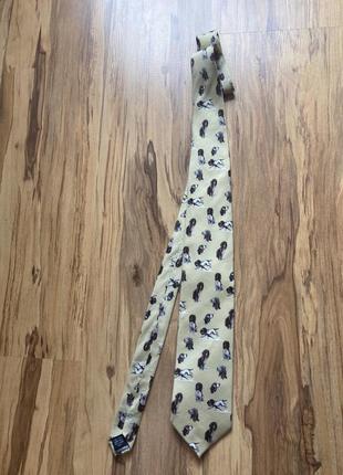 Шёлковый светлый галстук с принтом собачки fox&chave