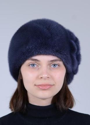Женская теплая зимняя шапка из натурального меха норки2 фото