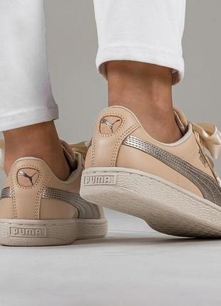 Puma оригинал бежевые замшевые кроссовки на лентах3 фото