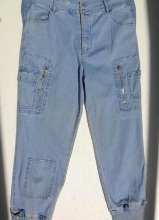 Винтажные джинсы бриджи на манжетах.1 фото