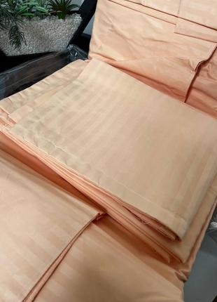 🥑постіль 4 наволочки 🏆 бавовна євро натуральна тканина з вставкою полоси сатину якість неймовірна7 фото