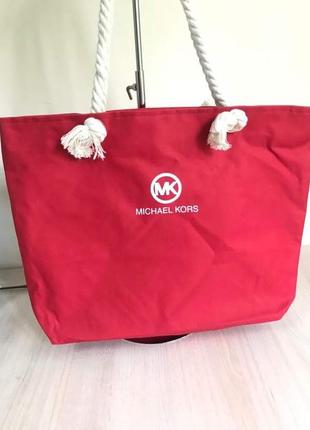 Пляжная сумка с логотипом michael kors. красная