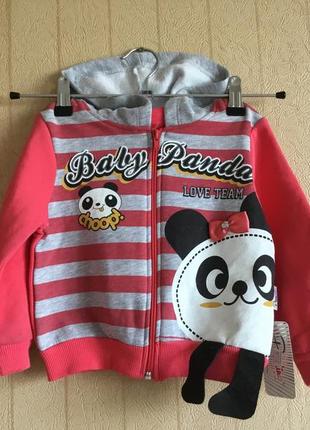 Кофта на замочку для дівчинки на флісі на зростання 74,86,92,98