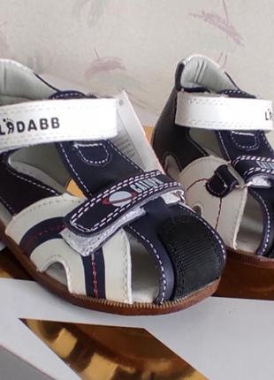 Детские кожаные босоножки сандалии для мальчика синие закрытые лёгкие