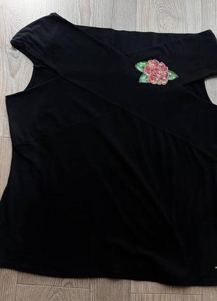 Шикарна чорна футболка майка блуза3 фото