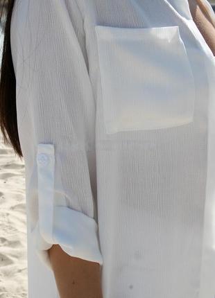 Туніка жіноча біла / женская белая рубашка / пляжная накидка7 фото