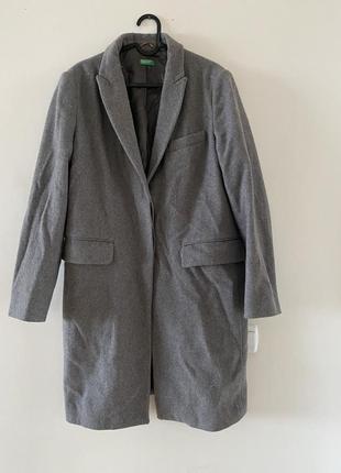 Базовое классическое шерстяное пальто benetton