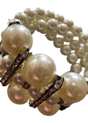 Шикарний масивний браслет із перлів