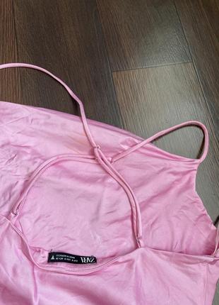 Zara распродаж майка атлас легкая женская розовая на бретельках летний размер s5 фото