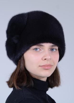 Зимова жіноча тепла норкова шапка