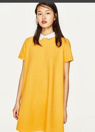 Стильное платье-мини лимонного цвета от zara1 фото