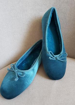 Бархатные домашние тапочки, теплые, всреденные мех, новые