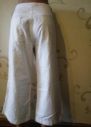 Белые укороченные штаны кюлоты бриджи капри cars jeans . лен хлопок . размер 122 фото