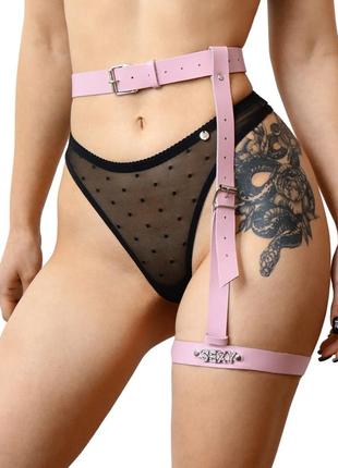 Гартер на ногу с надписью sexy, натуральная кожа, размер портупея стразы