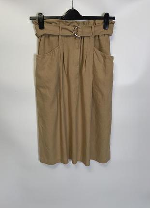 Брендовая юбка в стиле сафари,100% лён
