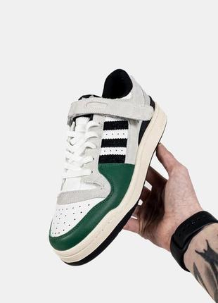 Женские кожаные кроссовки adidas forum green.