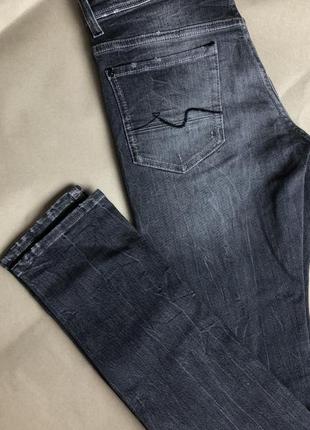 Джинсы премиум 7 for all mankind ronnie american moonlight dark grey скинни размер 28 средняя посадка с потертостями премиальные