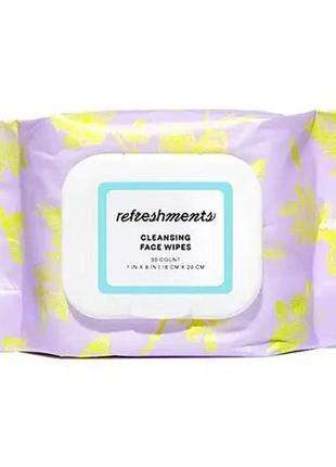 Салфетки для снятия макияжа refreshments cleansing face wipes