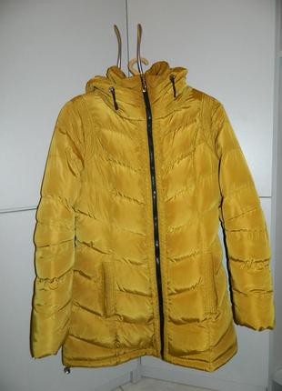 Р. 46-48 куртка пуховик женская зимняя горчичного цвета