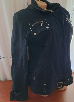 Куртка 🔥 джинс 52 50 48 р жіночий кардиган капюшон на підкладці змійка кнопки чорний колір