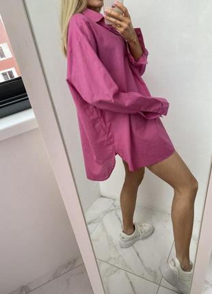 Об'ємна оверсайз туніка сорочка льон льон льон льняна лляна з льону та бавовни блуза