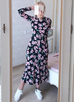 Сукня міді zara з квітковим принтом4 фото