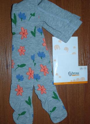 Трикотажные демисезонные колготы 1-3, 3-5 бросс bross цветочки