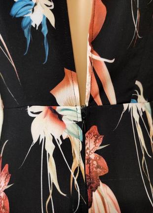 Стильна шифонова сукня міді з квітковим принтом h&m, красивое платье миди с цветочным принтом9 фото