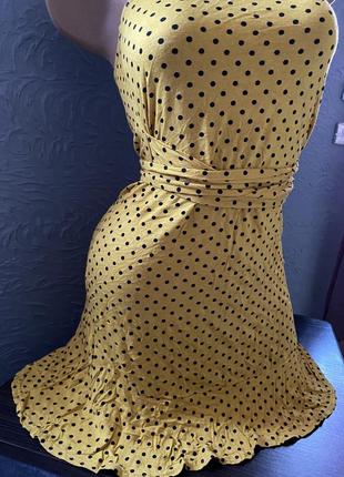 Платье желтого цвета в горох2 фото