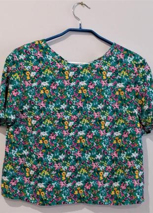 Вкорочена блузка з квітковим принтом h&m3 фото