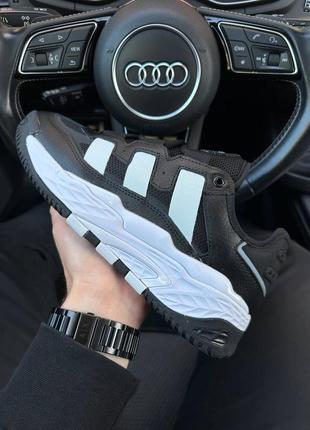 Мужские кроссовки adidas two originals niteball leather black white