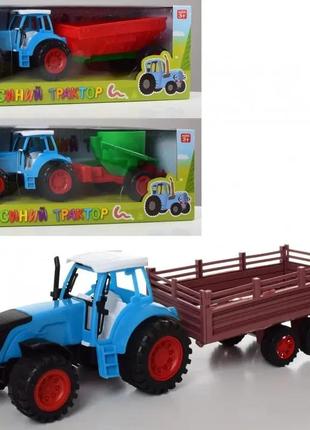 Трактор игрушка  0488-261-3-4q, инер-я, 15 см, с прицепом (кроме зелёного и красного)