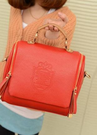 Женская мини сумочка на плечо экошкира, модная сумка для девушек красный4 фото