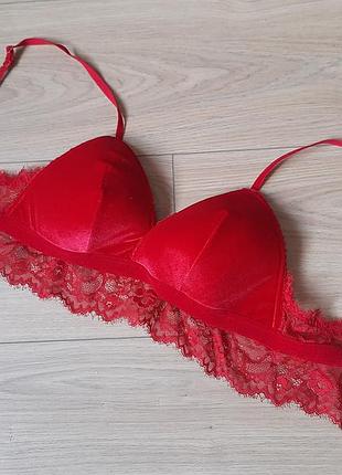 Мереживний червоний гіпюр бюстик бюстгальтер бра сексі білизна м'які чашки anuo ang gee бюстьє 38