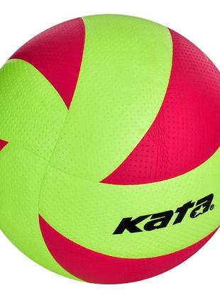 Мяч волейбольный kata нк-12 клееный салатово-розовый