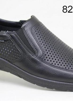 Чоловічі літні туфлі clubshoes шкіряні чорні з перфорацією1 фото