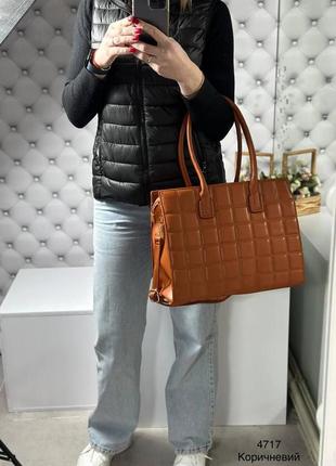 Стильная и практичная женская сумка большая коричневая4 фото