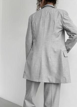 Пиджак силуэтный светло-серый5 фото