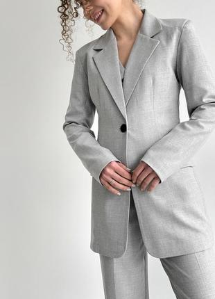 Пиджак силуэтный светло-серый2 фото
