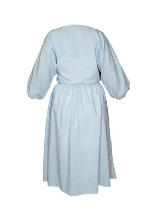 Платье-рубашка с вышивкой vero moda светло-голубой l (50-52)4 фото