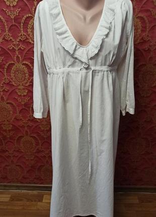 Белая винтажная рубашка ночнушка из декольте из тонкого хлопка