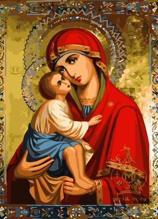 Картина за номерами ікона донська ікона божої матері з лаком та рівнем розміром 40х50 см va-3548 melmil