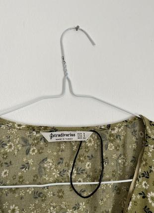Блуза из вискозы с объемным рукавом stradivarius6 фото
