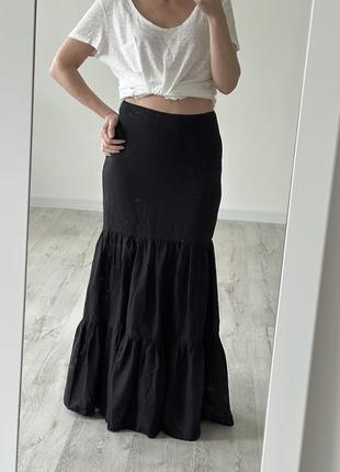 Юбка юбка льняная льняная льняная черная макси юбка mango zara1 фото