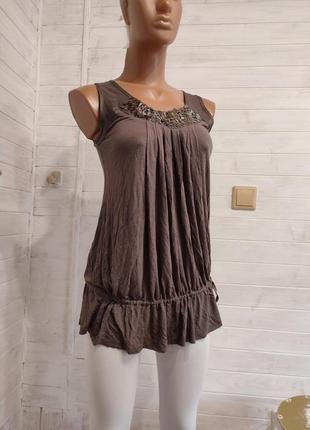 Футболка- маечкой удлиненный стиль - из вискозы xs-m