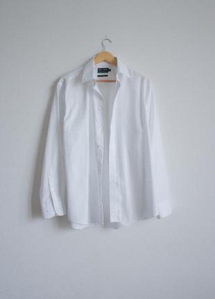 Рубашка marks &amp; spencer белая с красивым принтом в клетку2 фото