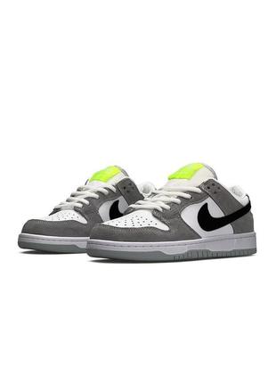 Женские кроссовки nike sb dunk low pro grey white black new10 фото